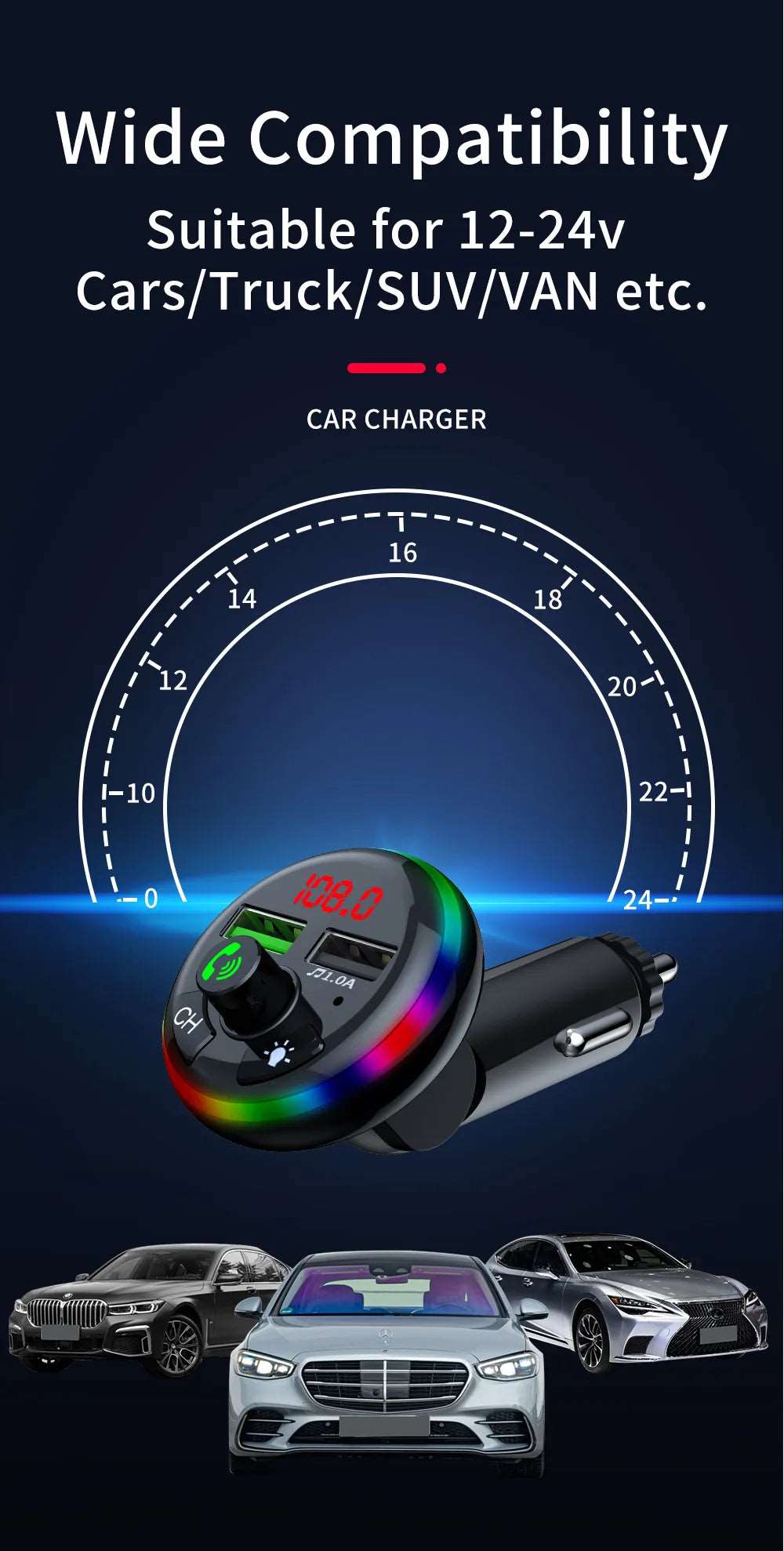 FM Blue tooth Wireless Car Charger