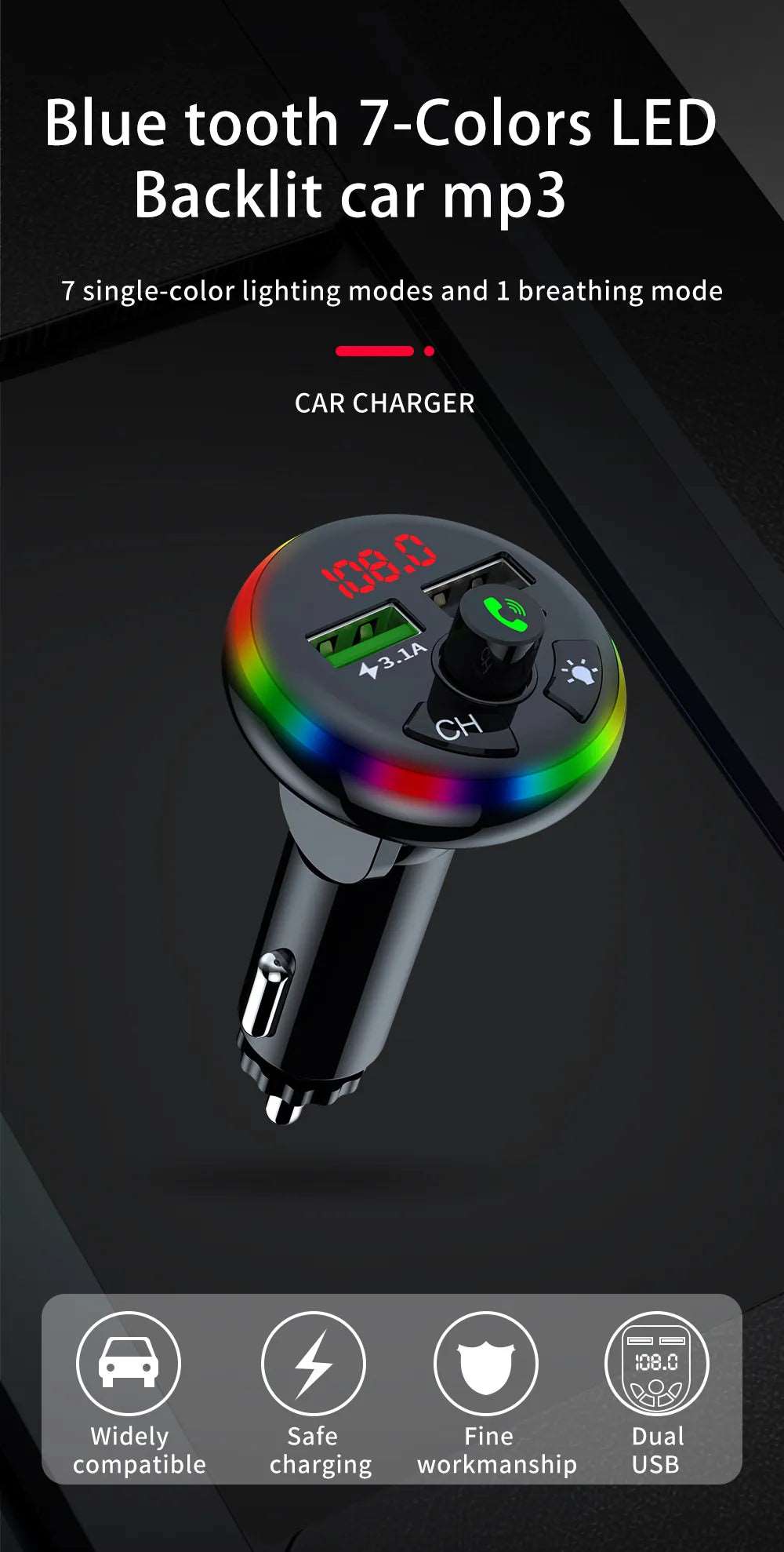 FM Blue tooth Wireless Car Charger