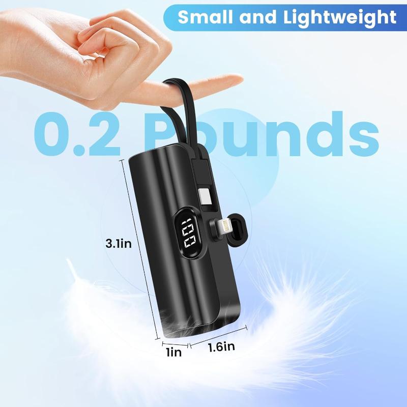 Mini Power Bank,Capsule Power Phone Charger 5000mAh,Portable Charger for Apple & Android Phones