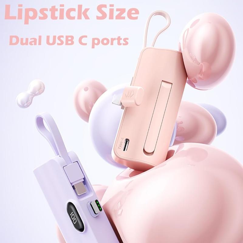 Mini Power Bank,Capsule Power Phone Charger 5000mAh,Portable Charger for Apple & Android Phones