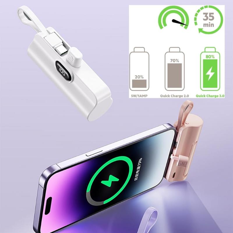 Mini Power Bank,Capsule Power Phone Charger 5000mAh,Portable Charger for Apple & Android Phones